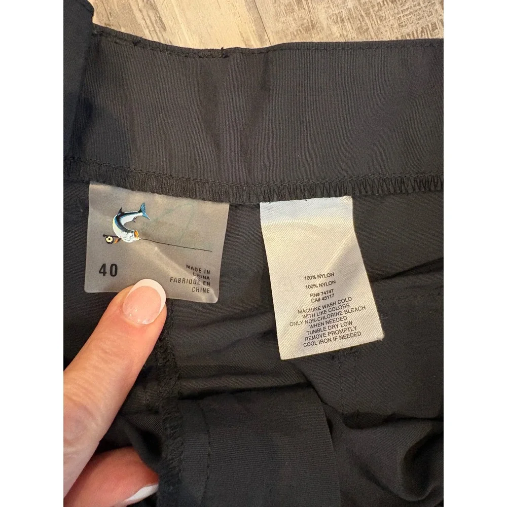 Hook & Tackle Beer Can Island Fishing Cargo Shorts Mens 40 Black Nylon Outdoor